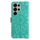 For Samsung Galaxy S25 Ultra 5G Embossed Sunflower Leather Phone Case(Green) - 3