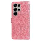 For Samsung Galaxy S25 Ultra 5G Embossed Sunflower Leather Phone Case(Rose Gold) - 3