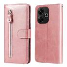 For Redmi 13 4G / Redmi Note 13R Fashion Calf Texture Zipper Leather Phone Case(Rose Gold) - 1