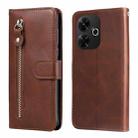 For Redmi 13 4G / Redmi Note 13R Fashion Calf Texture Zipper Leather Phone Case(Brown) - 1