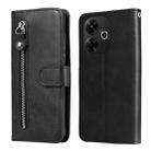 For Redmi 13 4G / Redmi Note 13R Fashion Calf Texture Zipper Leather Phone Case(Black) - 1