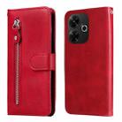 For Redmi 13 4G / Redmi Note 13R Fashion Calf Texture Zipper Leather Phone Case(Red) - 1