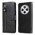 For Redmi 14C 4G Fashion Calf Texture Zipper Leather Phone Case(Black) - 1