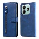 For Redmi Note 14 5G Fashion Calf Texture Zipper Leather Phone Case(Blue) - 1