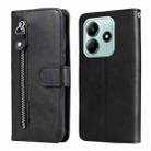 For Redmi Note 14 5G Fashion Calf Texture Zipper Leather Phone Case(Black) - 1