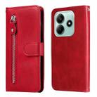 For Redmi Note 14 5G Fashion Calf Texture Zipper Leather Phone Case(Red) - 1