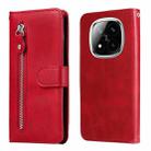 For Redmi Note 14 Pro 5G / Note 14 Pro+ 5G Fashion Calf Texture Zipper Leather Phone Case(Red) - 1