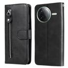 For Redmi K80 Fashion Calf Texture Zipper Leather Phone Case(Black) - 1