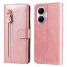 For Redmi Turbo 4 Pro / Xiaomi Poco F7 Fashion Calf Texture Zipper Leather Phone Case(Rose Gold) - 1