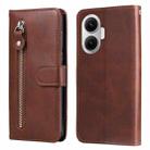 For Redmi Turbo 4 Pro / Xiaomi Poco F7 Fashion Calf Texture Zipper Leather Phone Case(Brown) - 1
