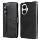 For Redmi Turbo 4 Pro / Xiaomi Poco F7 Fashion Calf Texture Zipper Leather Phone Case(Black) - 1