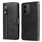 For Redmi 15C 4G 171.5mm / Xiaomi Poco C85 4G Fashion Calf Texture Zipper Leather Phone Case(Black) - 1