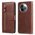 For Redmi K80 Ultra Fashion Calf Texture Zipper Leather Phone Case(Brown) - 1