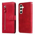 For Samsung Galaxy S24 FE 5G Fashion Calf Texture Zipper Leather Phone Case(Red) - 1