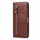 For Samsung Galaxy S25 5G Fashion Calf Texture Zipper Leather Phone Case(Brown) - 2