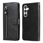 For Samsung Galaxy S25 5G Fashion Calf Texture Zipper Leather Phone Case(Black) - 1