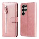 For Samsung Galaxy S25 Ultra 5G Fashion Calf Texture Zipper Leather Phone Case(Rose Gold) - 1