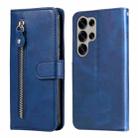 For Samsung Galaxy S25 Ultra 5G Fashion Calf Texture Zipper Leather Phone Case(Blue) - 1