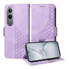 For OnePlus Nord CE4 Lite Embossed Rhombus Starry Leather Phone Case(Purple) - 1