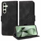 For Samsung Galaxy S24 FE 5G Embossed Rhombus Starry Leather Phone Case(Black) - 1