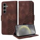 For Samsung Galaxy S25 5G Embossed Rhombus Starry Leather Phone Case(Brown) - 1