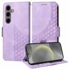 For Samsung Galaxy S25+ 5G Embossed Rhombus Starry Leather Phone Case(Purple) - 1