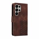 For Samsung Galaxy S25 Ultra 5G Embossed Rhombus Starry Leather Phone Case(Brown) - 3