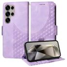 For Samsung Galaxy S25 Ultra 5G Embossed Rhombus Starry Leather Phone Case(Purple) - 1