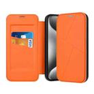 For iPhone 15 Pro Max Magnetic Armor Series RFID Card Slots Leather Phone Case(Orange) - 1