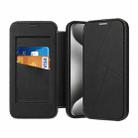 For iPhone 15 Pro Magnetic Armor Series RFID Card Slots Leather Phone Case(Black) - 1