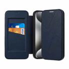 For iPhone 15 Pro Magnetic Armor Series RFID Card Slots Leather Phone Case(Blue) - 1