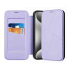 For iPhone 15 Pro Magnetic Armor Series RFID Card Slots Leather Phone Case(Purple) - 1