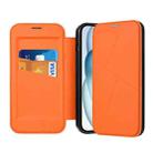 For iPhone 14 Pro Max Magnetic Armor Series RFID Card Slots Leather Phone Case(Orange) - 1