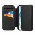 For iPhone 14 Pro Max Magnetic Armor Series RFID Card Slots Leather Phone Case(Black) - 1