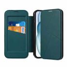 For iPhone 14 Pro Max Magnetic Armor Series RFID Card Slots Leather Phone Case(Green) - 1