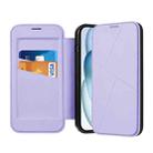 For iPhone 14 Pro Magnetic Armor Series RFID Card Slots Leather Phone Case(Purple) - 1