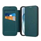 For iPhone 14 / 13 Magnetic Armor Series RFID Card Slots Leather Phone Case(Green) - 1