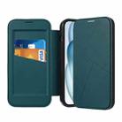 For iPhone 13 Pro Magnetic Armor Series RFID Card Slots Leather Phone Case(Green) - 1