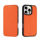 For iPhone 16 Pro Max Magnetic Armor Series RFID Card Slots Leather Phone Case(Orange) - 1