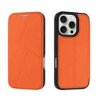 For iPhone 16 Pro Magnetic Armor Series RFID Card Slots Leather Phone Case(Orange) - 1