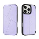 For iPhone 16 Pro Magnetic Armor Series RFID Card Slots Leather Phone Case(Purple) - 1