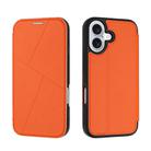 For iPhone 16 Plus Magnetic Armor Series RFID Card Slots Leather Phone Case(Orange) - 1