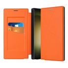 For Samsung Galaxy S25 Ultra 5G Magnetic Armor Series RFID Card Slots Leather Phone Case(Orange) - 1