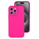 For iPhone 15 Pro Precise Hole Liquid Silicone Jelly Color Full Coverage Phone Case(Brilliant Pink) - 1