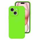 For iPhone 15 Precise Hole Liquid Silicone Jelly Color Full Coverage Phone Case(Fluorescent Green) - 1