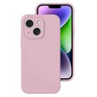 For iPhone 14 Plus Precise Hole Liquid Silicone Jelly Color Full Coverage Phone Case(Sand Pink) - 1