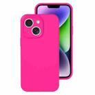 For iPhone 14 Plus Precise Hole Liquid Silicone Jelly Color Full Coverage Phone Case(Brilliant Pink) - 1