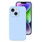 For iPhone 14 Plus Precise Hole Liquid Silicone Jelly Color Full Coverage Phone Case(Sky Blue) - 1