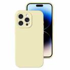 For iPhone 14 Pro Max Precise Hole Liquid Silicone Jelly Color Full Coverage Phone Case(Milk Yellow) - 1