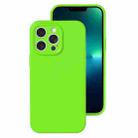 For iPhone 13 Pro Max Precise Hole Liquid Silicone Jelly Color Full Coverage Phone Case(Fluorescent Green) - 1